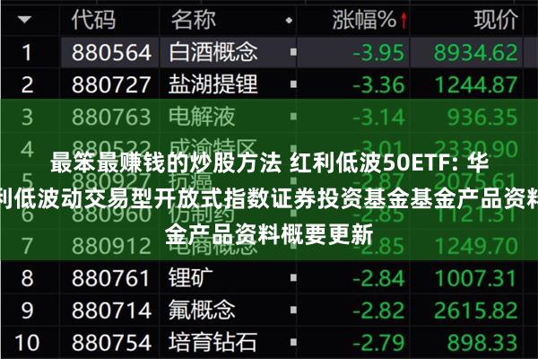 最笨最赚钱的炒股方法 红利低波50ETF: 华夏中证红利低波动交易型开放式指数证券投资基金基金产品资料概要更新