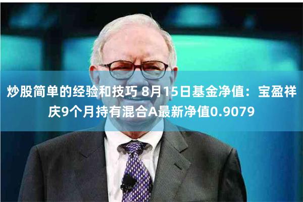 炒股简单的经验和技巧 8月15日基金净值：宝盈祥庆9个月持有混合A最新净值0.9079