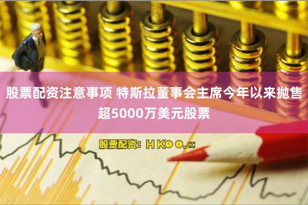 股票配资注意事项 特斯拉董事会主席今年以来抛售超5000万美元股票