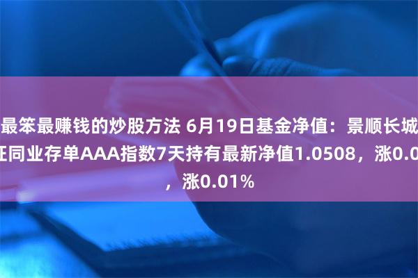 最笨最赚钱的炒股方法 6月19日基金净值：景顺长城中证同业存单AAA指数7天持有最新净值1.0508，涨0.01%